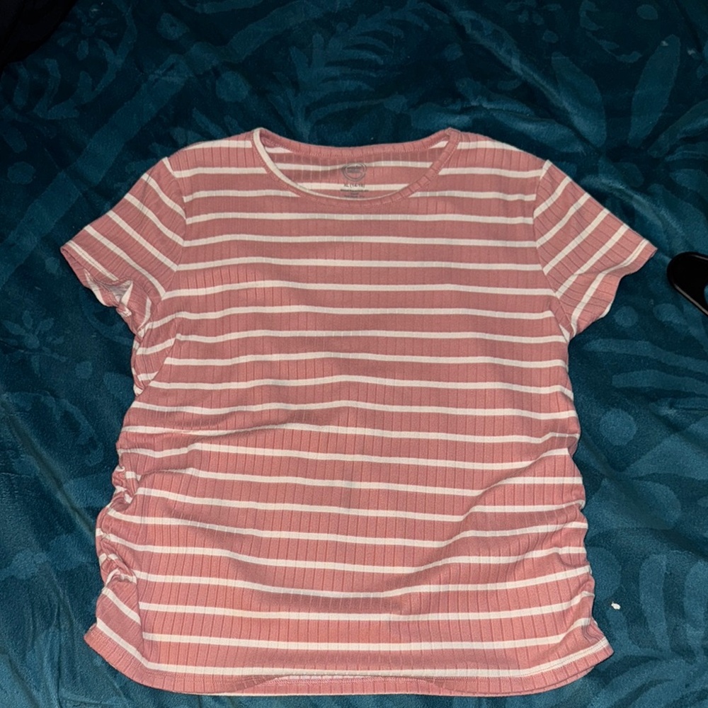 Wonder Nation Pink Ribbed Short Sleeve Tee